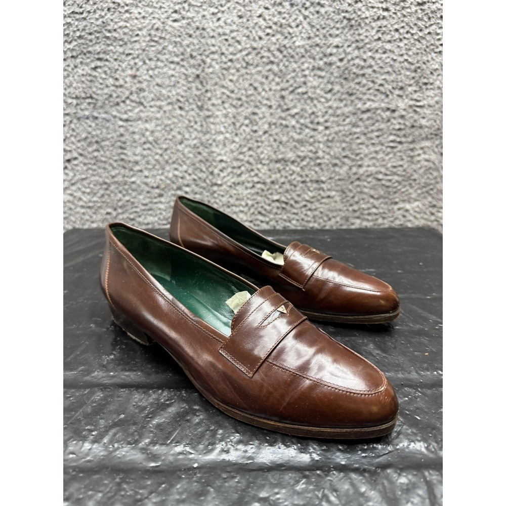 Vintage 80's Gucci Leather Almond Toe Slip On Dress Loafers Brown Womens 40B EU